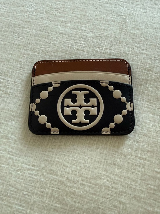 Tory Burch Accessories - Tory Burch Black, Cream & Brown Logo Card Holder